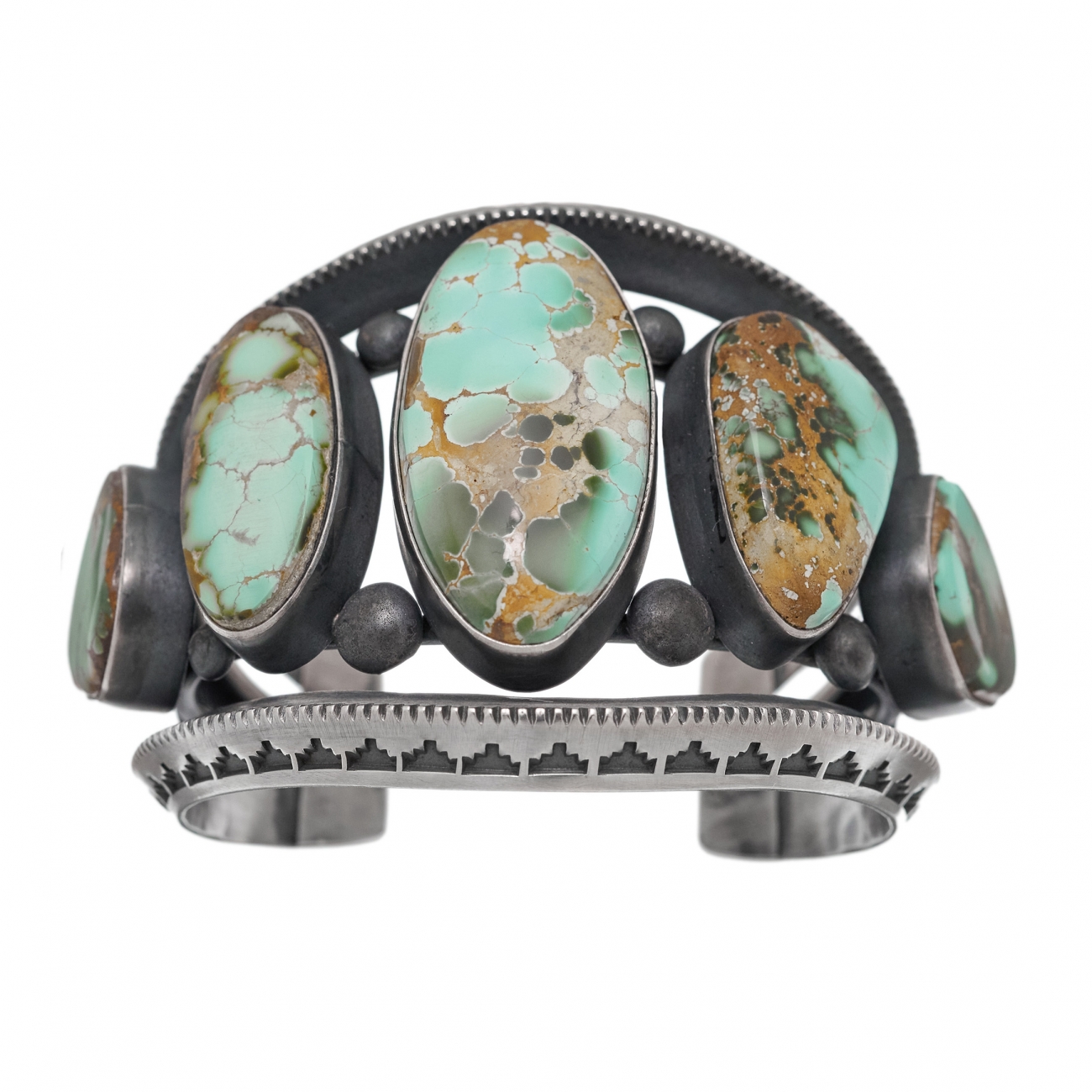 Stunning Navajo bracelet MIS34 in turquoise and silver - Harpo Paris
