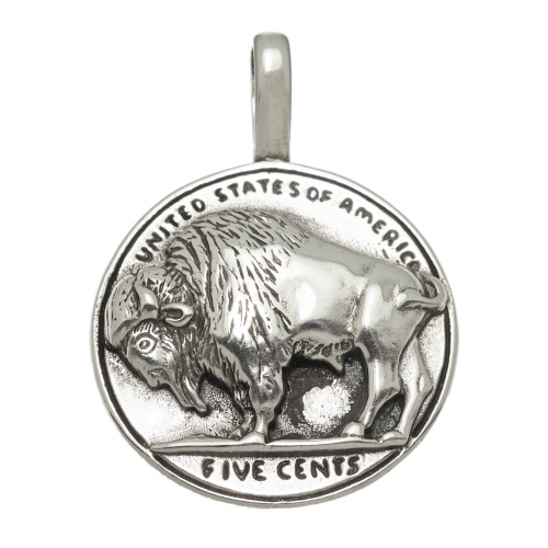 Pendentif Harpo Paris P173BI médaille argent bison
