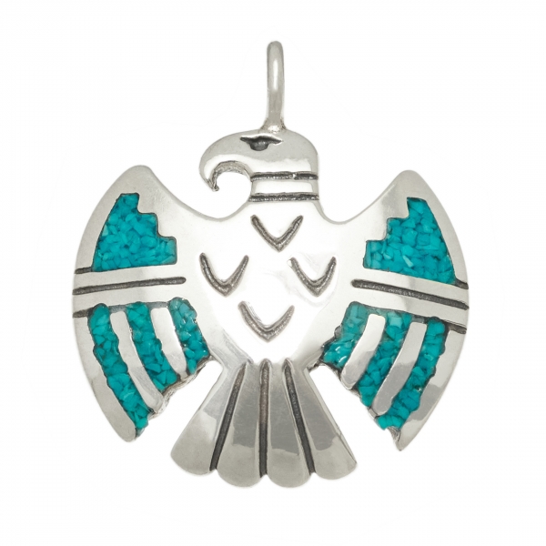 Harpo Paris pendant P158 eagle in chip inlay and silver