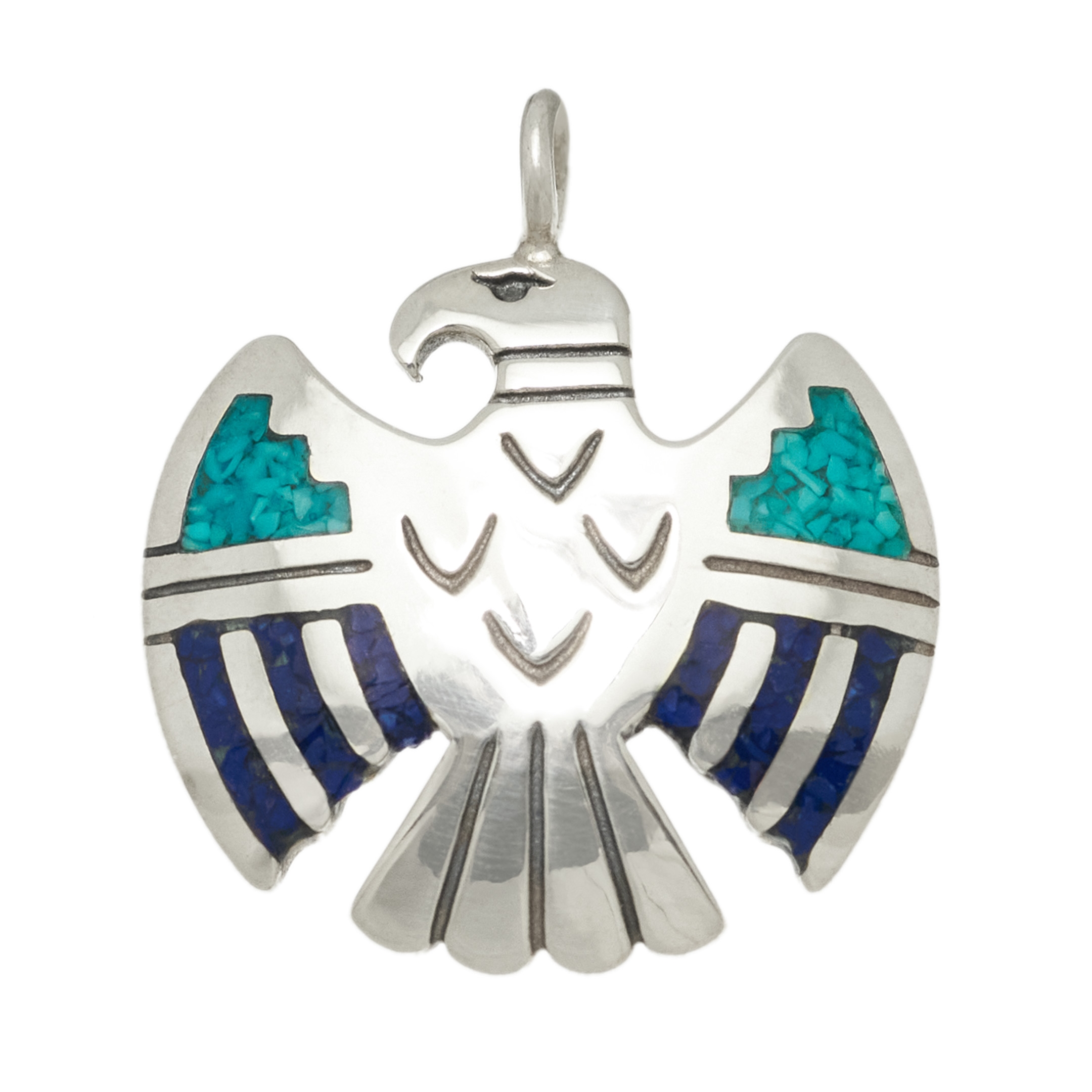 Pendentif Navajo Turquoise Pilot Mountain - Argent 925 - Art Amérindien Par Wilson Padilla