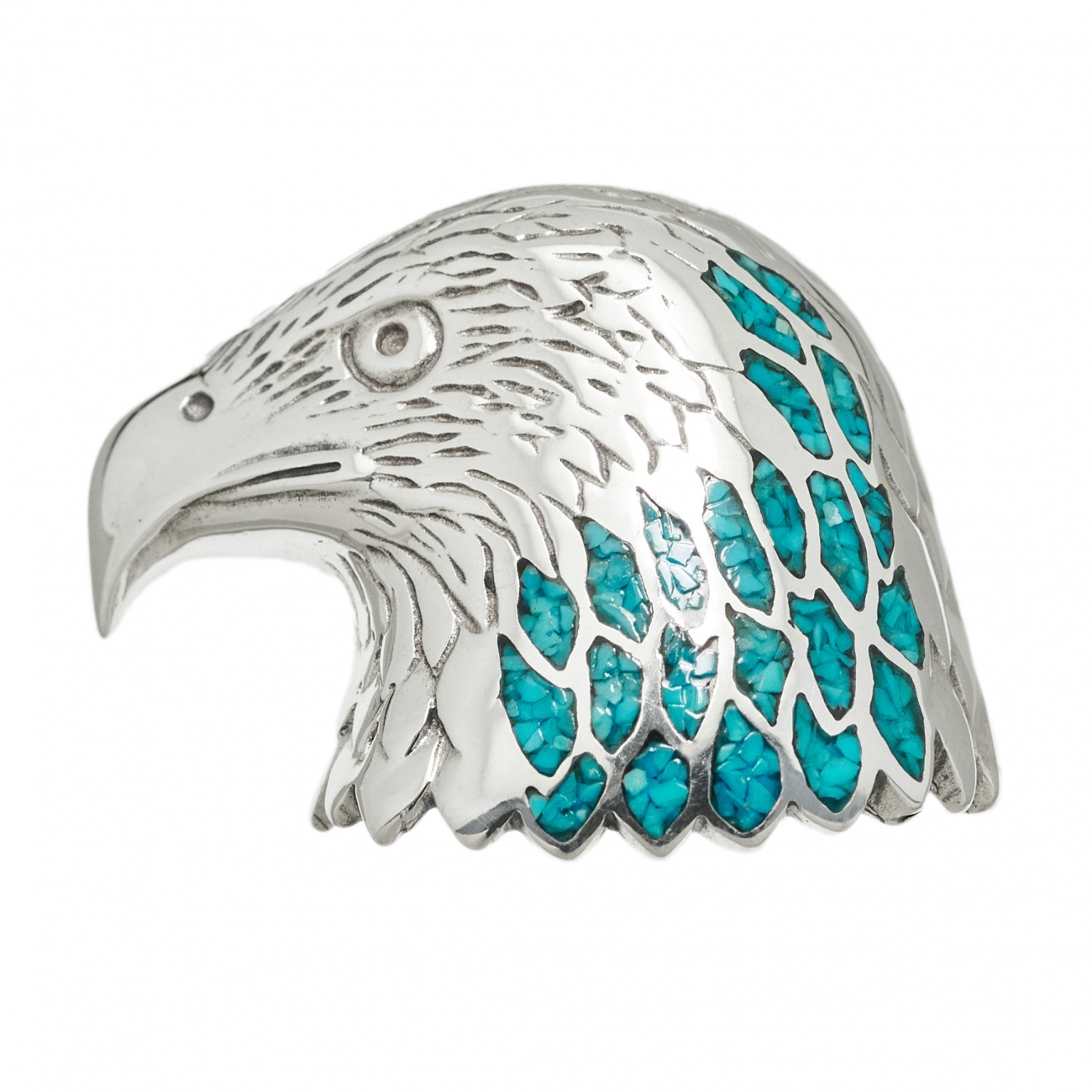 Harpo Paris pendant P150 eagle in chip inlay in silver