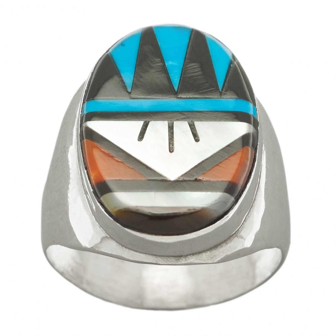Zuni ring in inlay and silver, BA282 - Harpo Paris