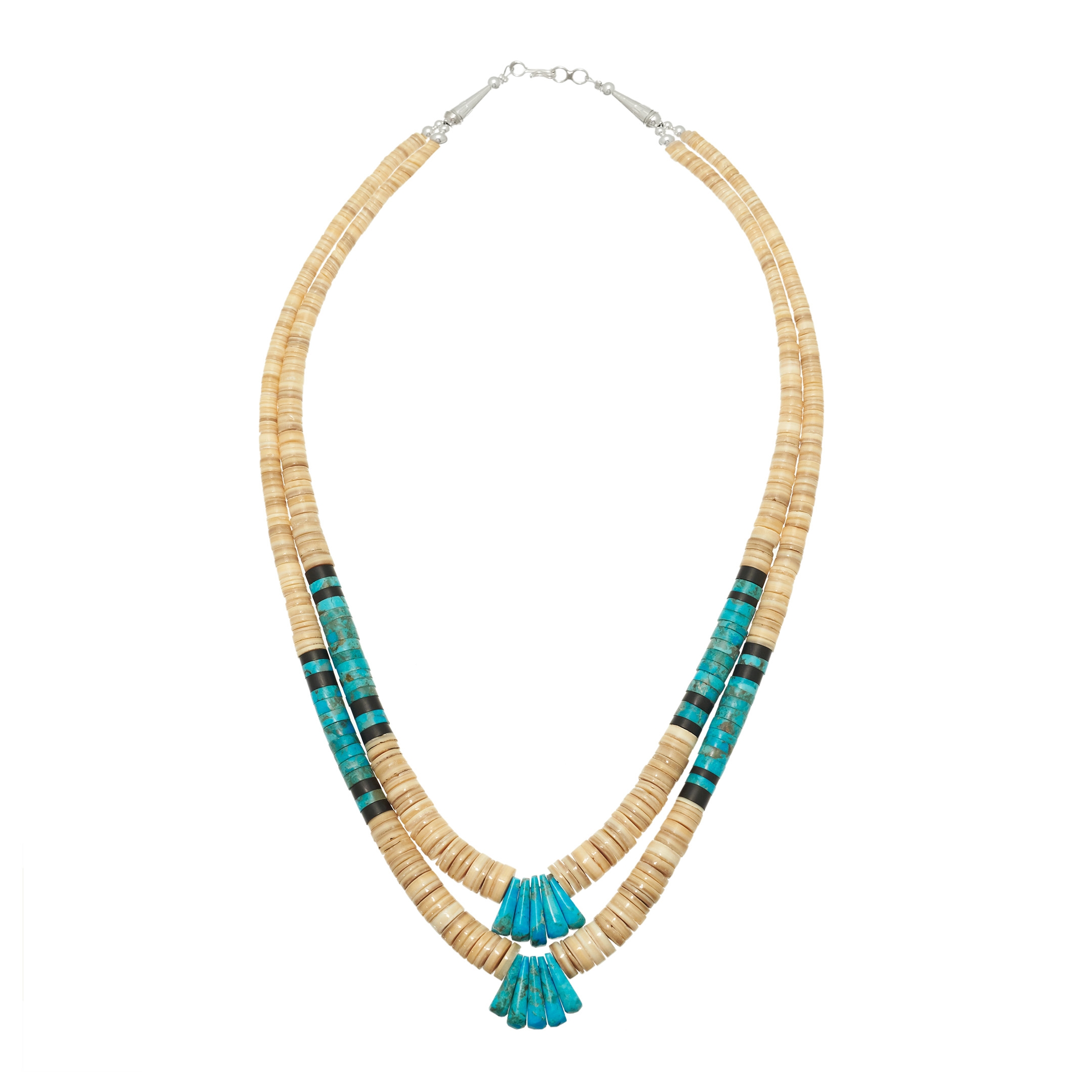 Collier CO08 en perles heishi de coquillage et turquoise - Harpo Paris
