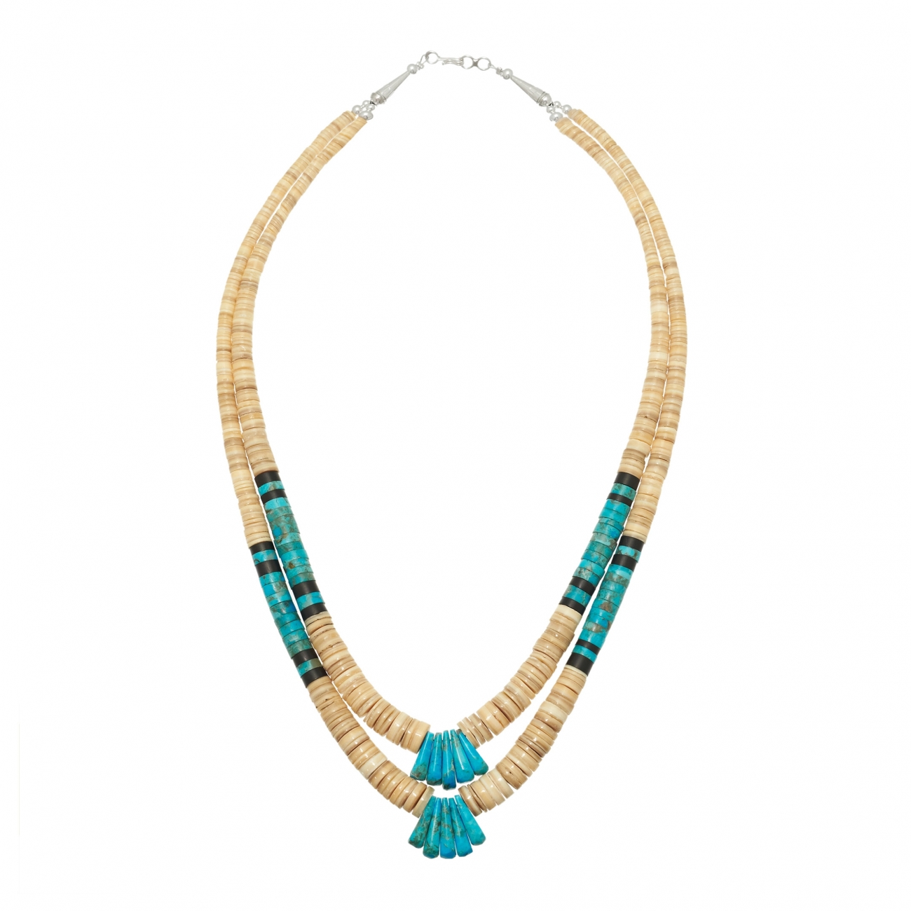 Collier CO08 en perles heishi de coquillage et turquoise - Harpo Paris