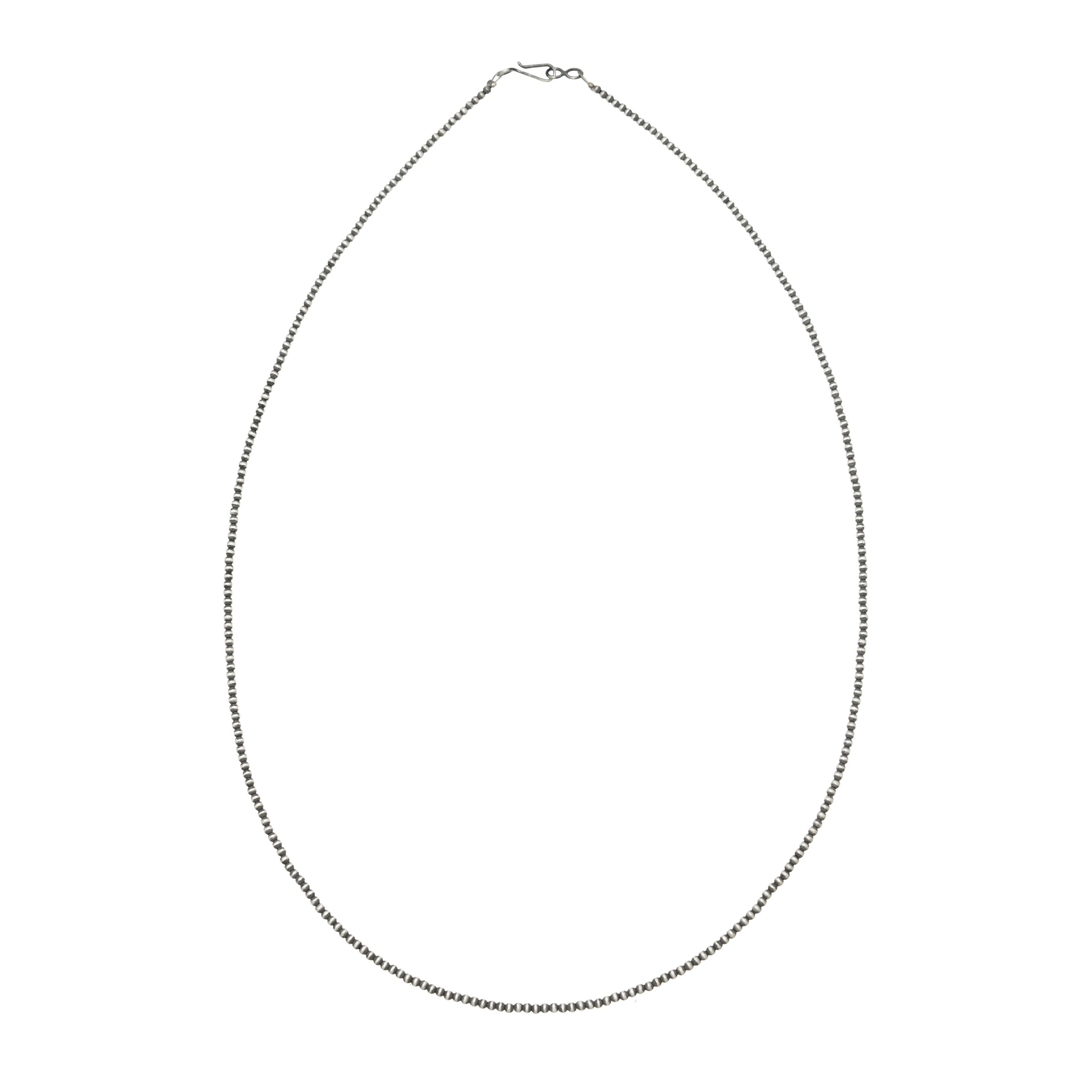 Navajo beads necklace in mat sterling silver, COw14 - Harpo Paris