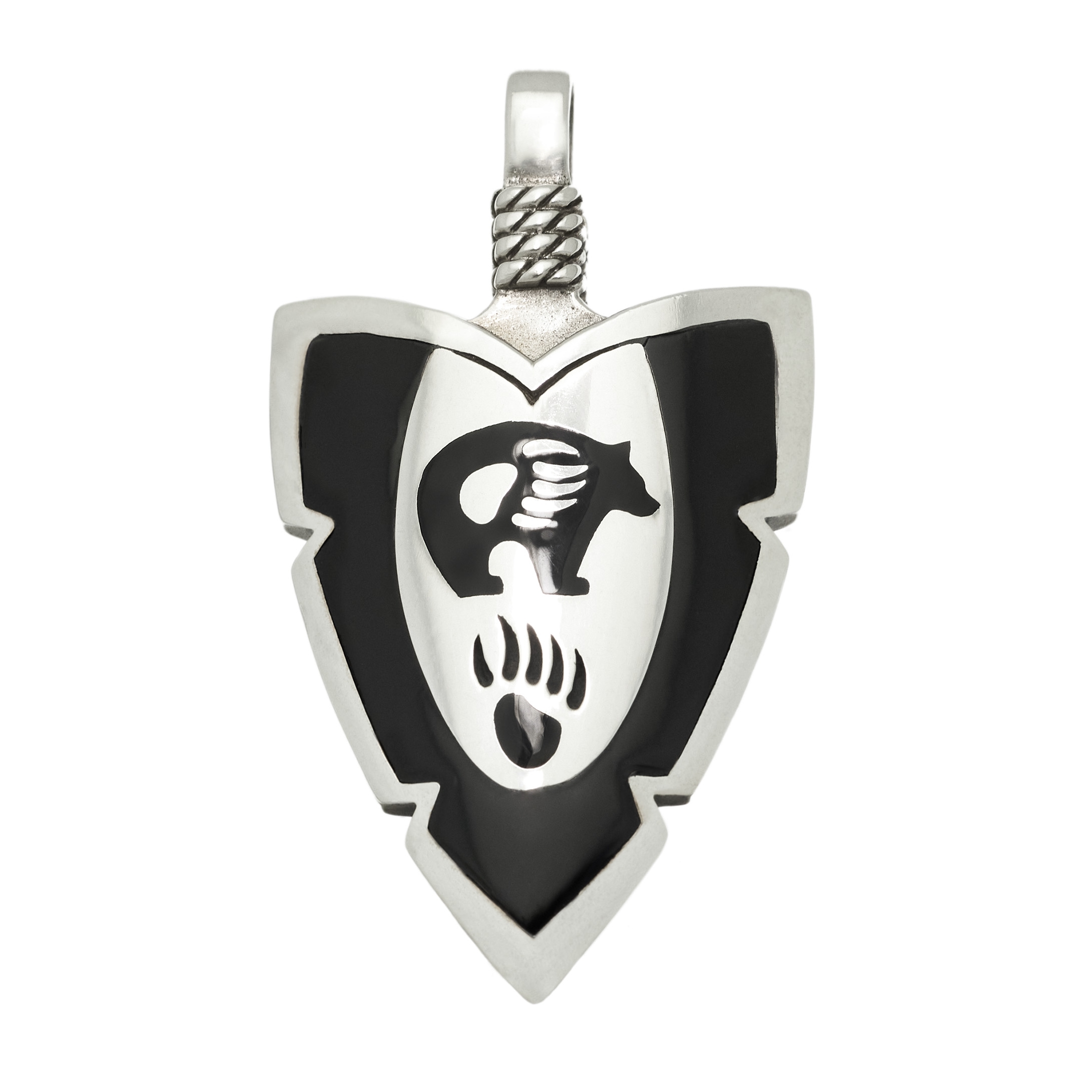 Pendentif pointe de flèche représentant un ours. Grand modèle. Harpo Paris