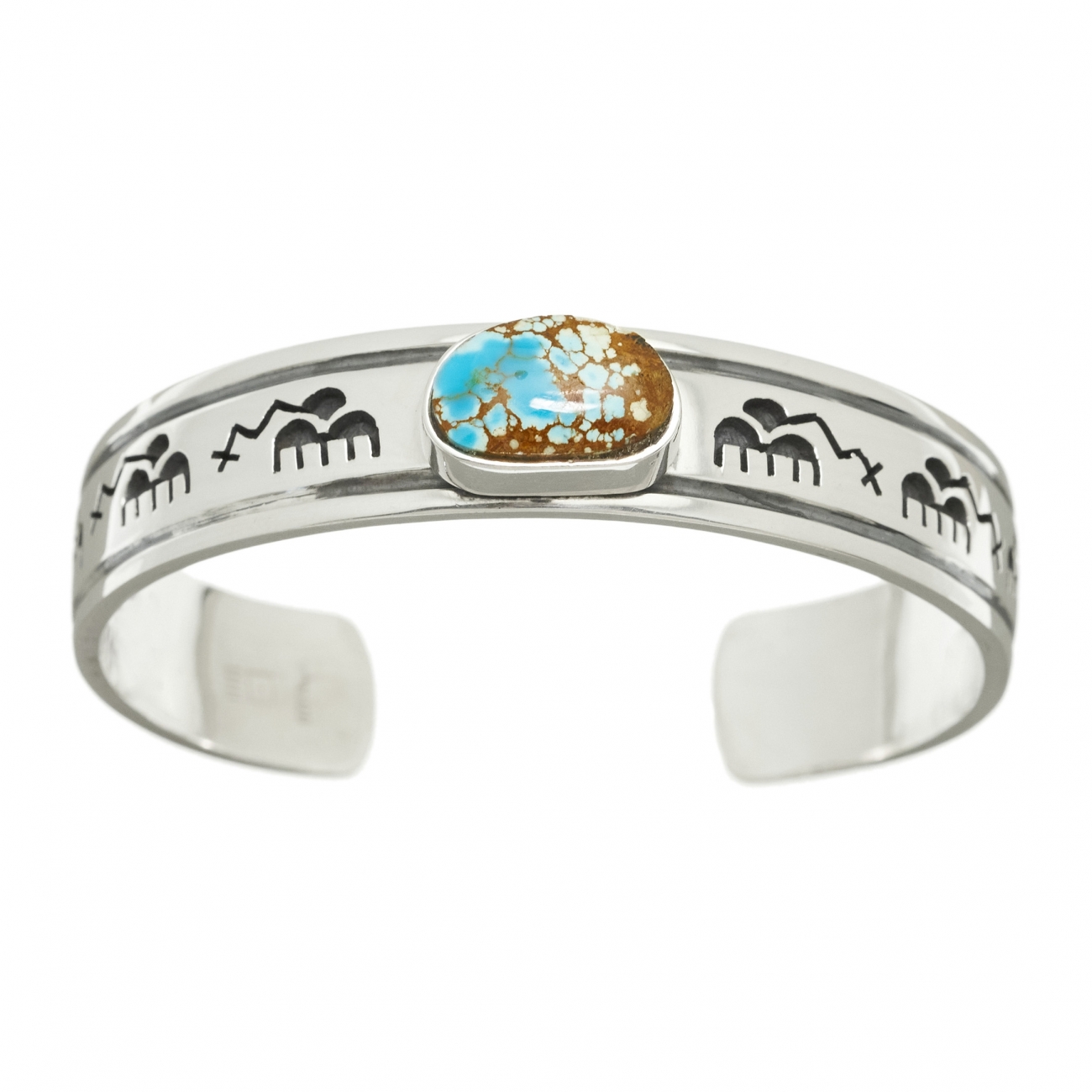 Navajo bracelet for men in silver and turquoise, BR672 - Harpo Paris