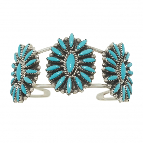 Zuni bracelet BR593 for women in turquoise and silver - Harpo Paris