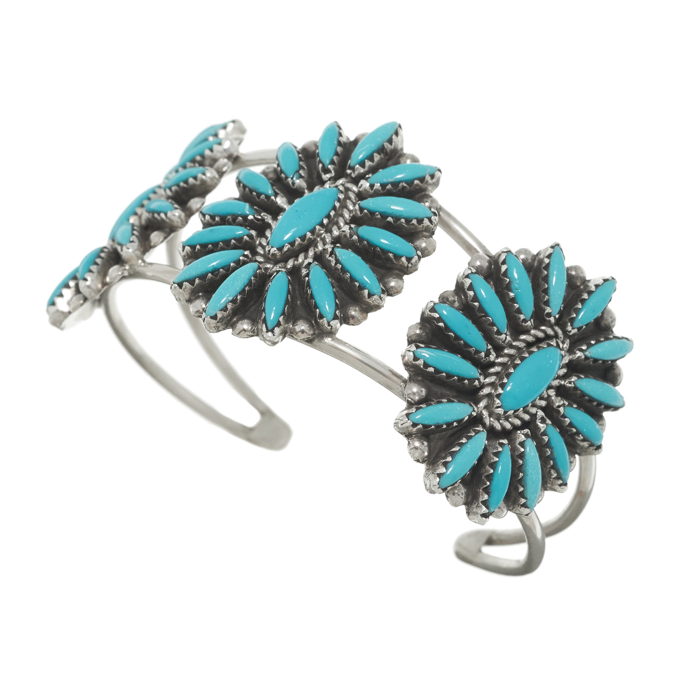Bracelet Zuni composé de Cactus Flowers en turquoises, BR593 - Harpo Paris