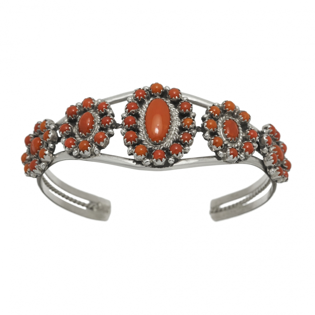 Zuni bracelet BR604 for women in coral and silver - Harpo Paris