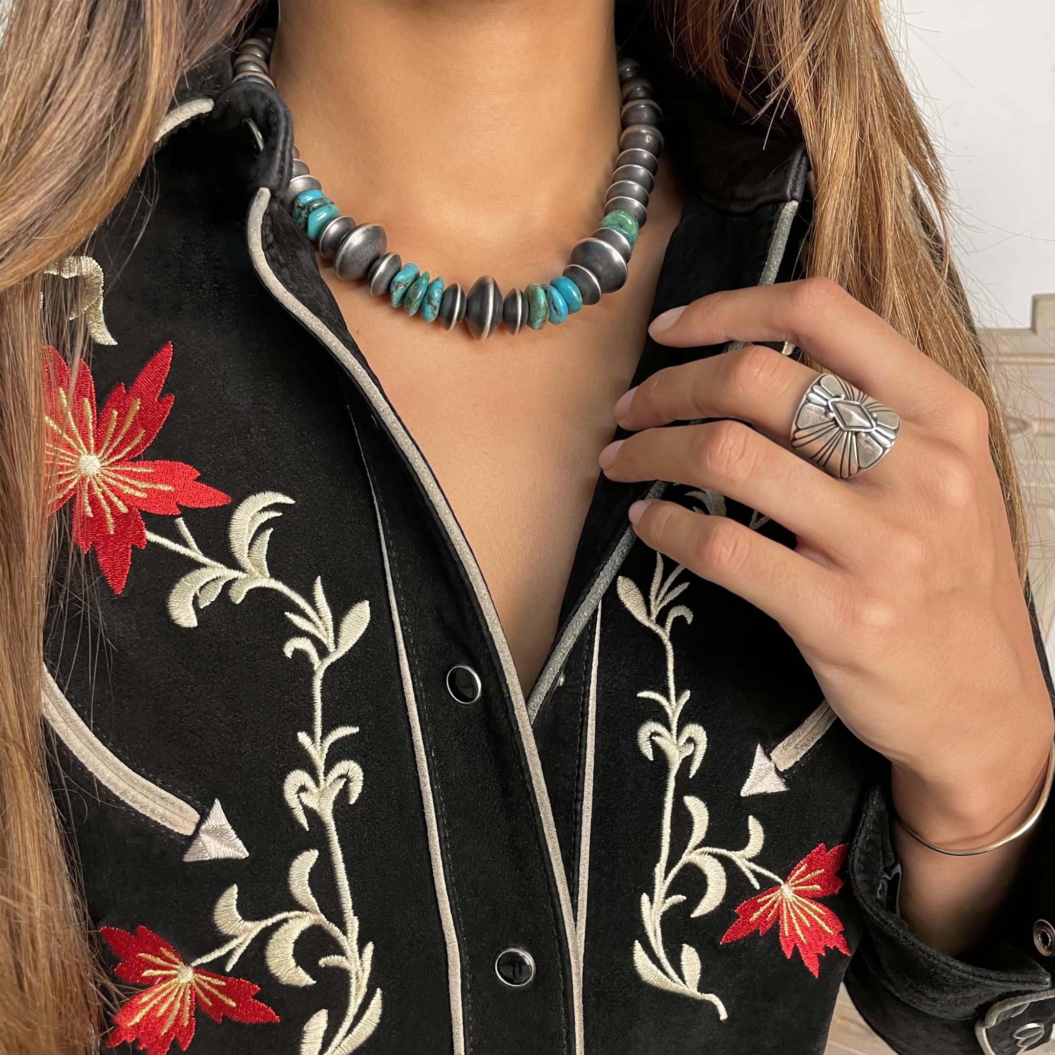 Bague Navajo en argent pour femme, BA947 - Harpo Paris