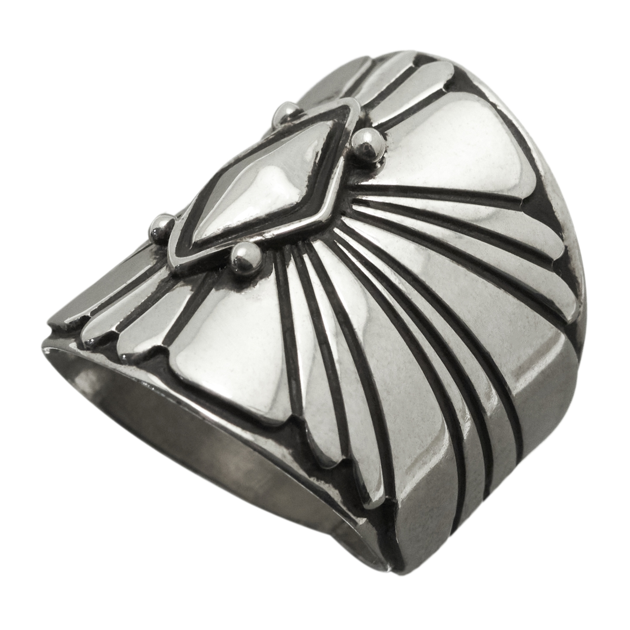 Navajo ring in sterling silver for women, BA947 - Harpo Paris