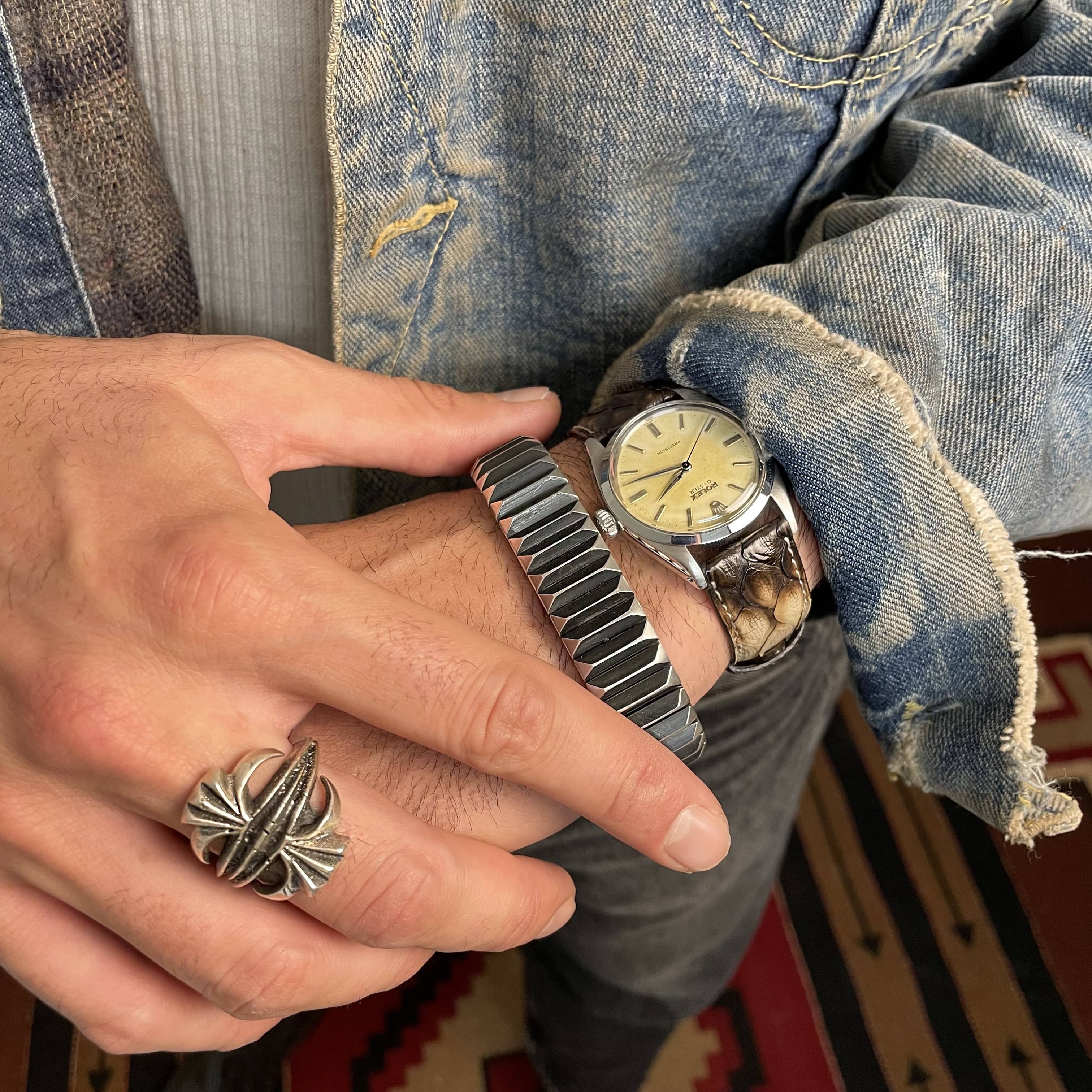 Navajo bracelet in oxidized silver, BR630 - Harpo Paris