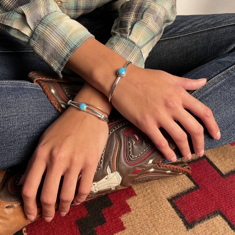 Navajo bracelet for women BR627 in turquoise and silver - Harpo Paris