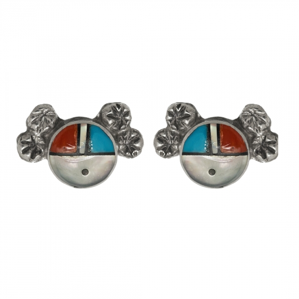 Harpo Paris earrings BO292 sunface in inlay and silver
