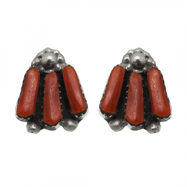 Harpo Paris earrings BO294 studs in coral and silver