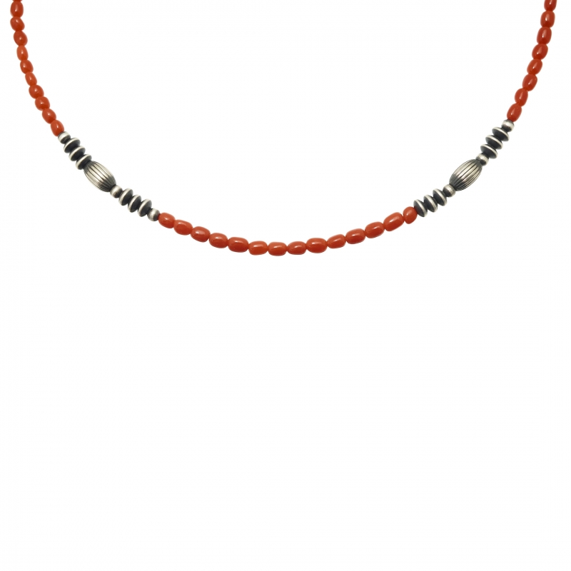 Women necklace CO163 in coral and silver - Harpo Paris