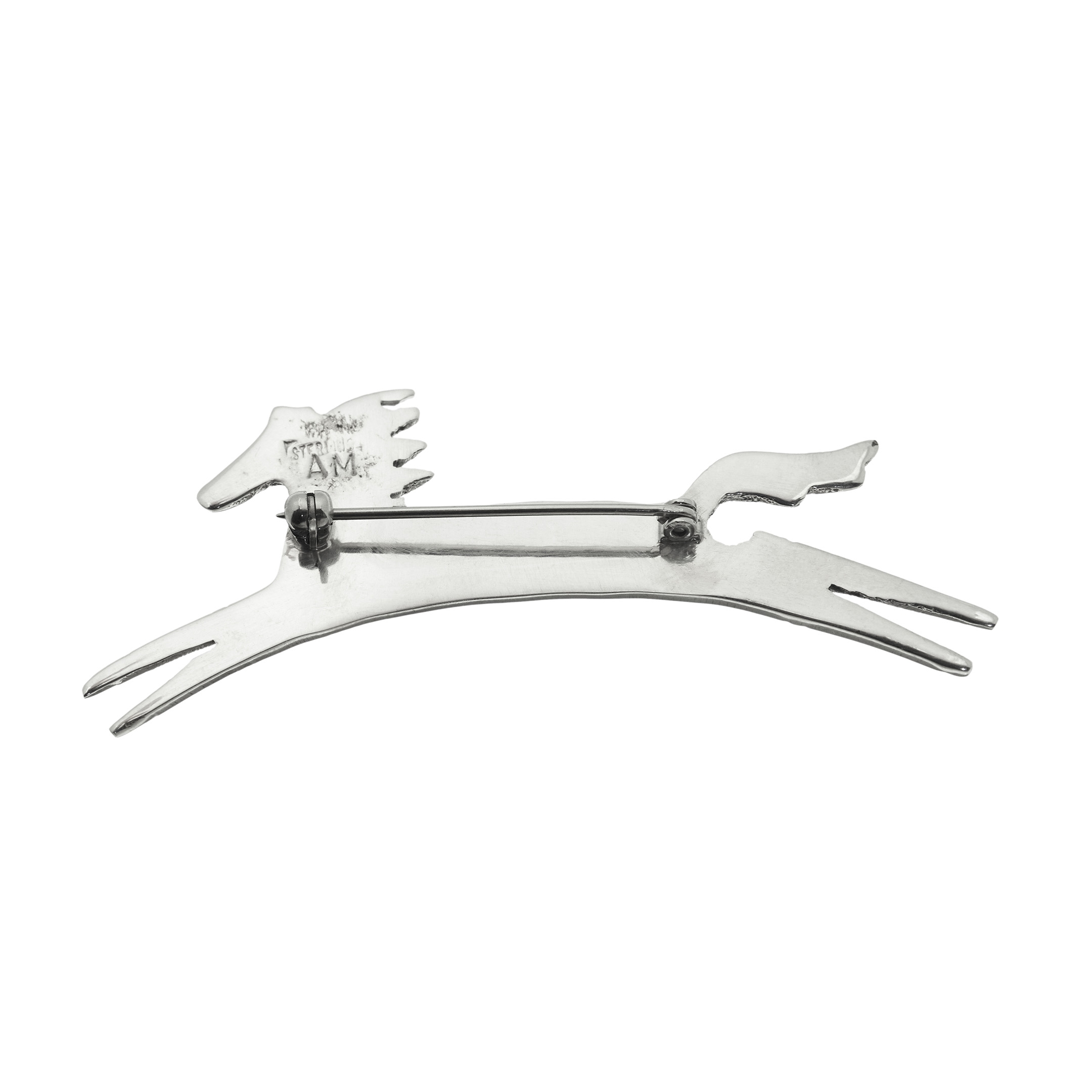 Broche Navajo en argent massif représentant un cheval, BRO54 - Harpo Paris
