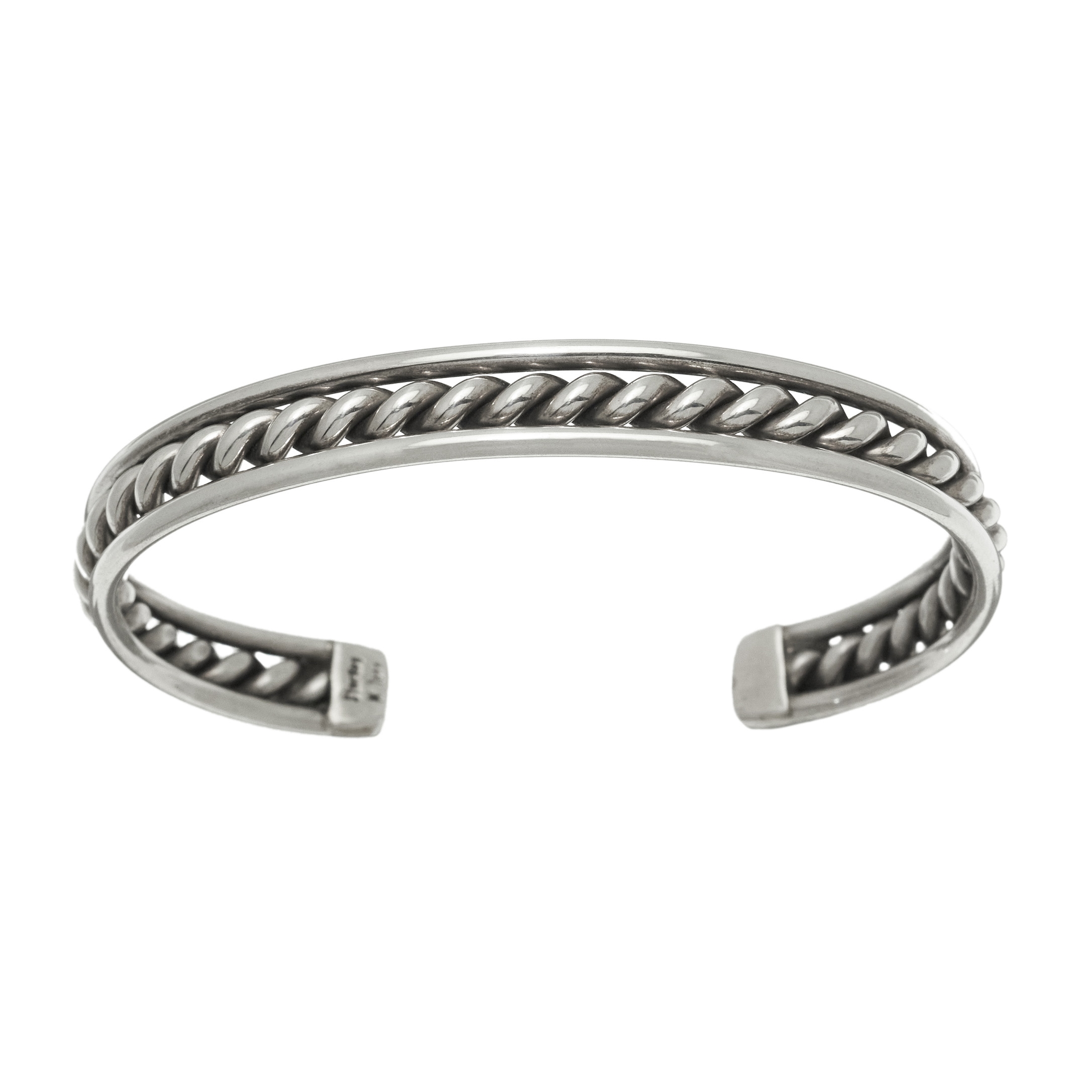 Navajo bracelet in silver made of a twisted wire, BR652 - Harpo Paris
