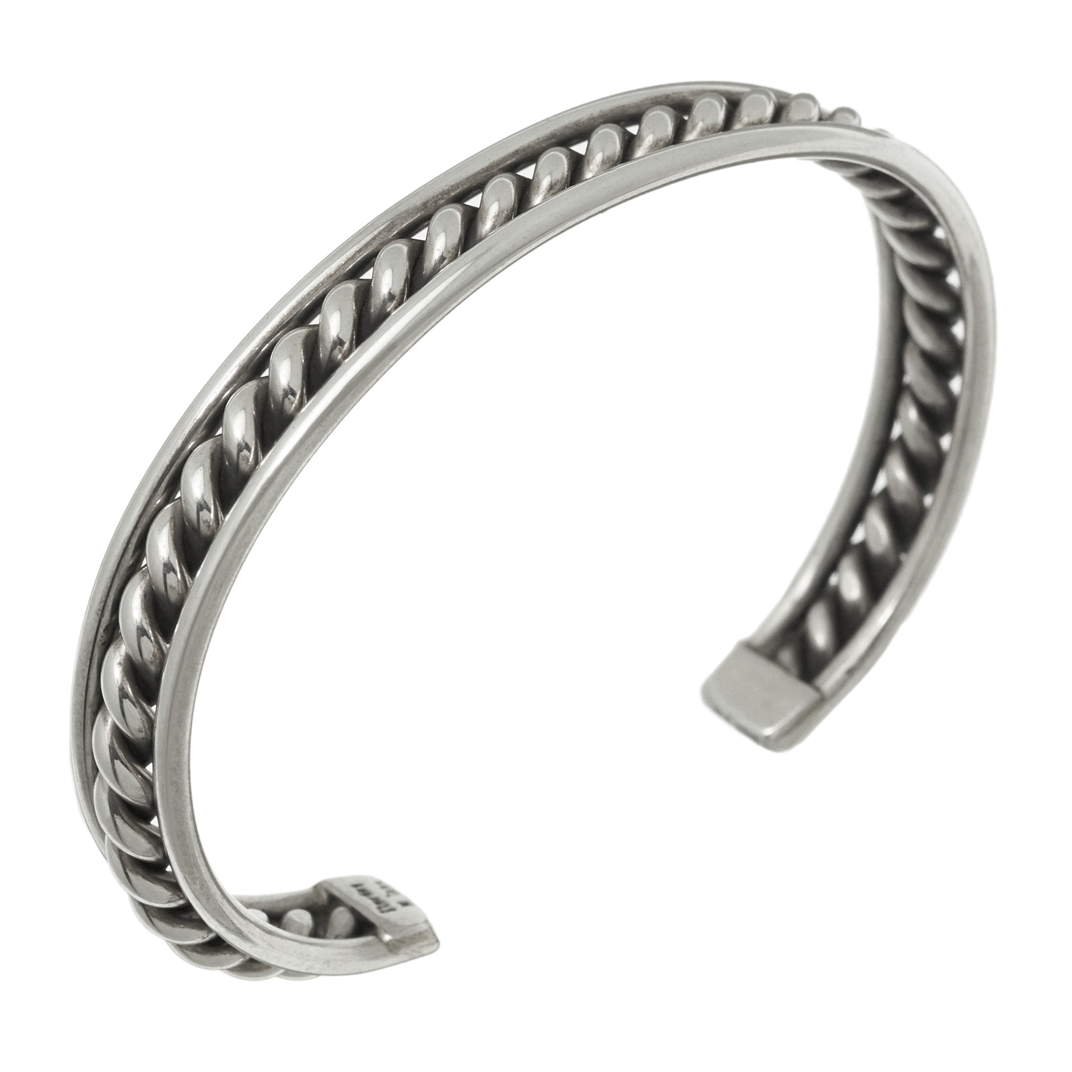 Navajo bracelet in silver made of a twisted wire, BR652 - Harpo Paris