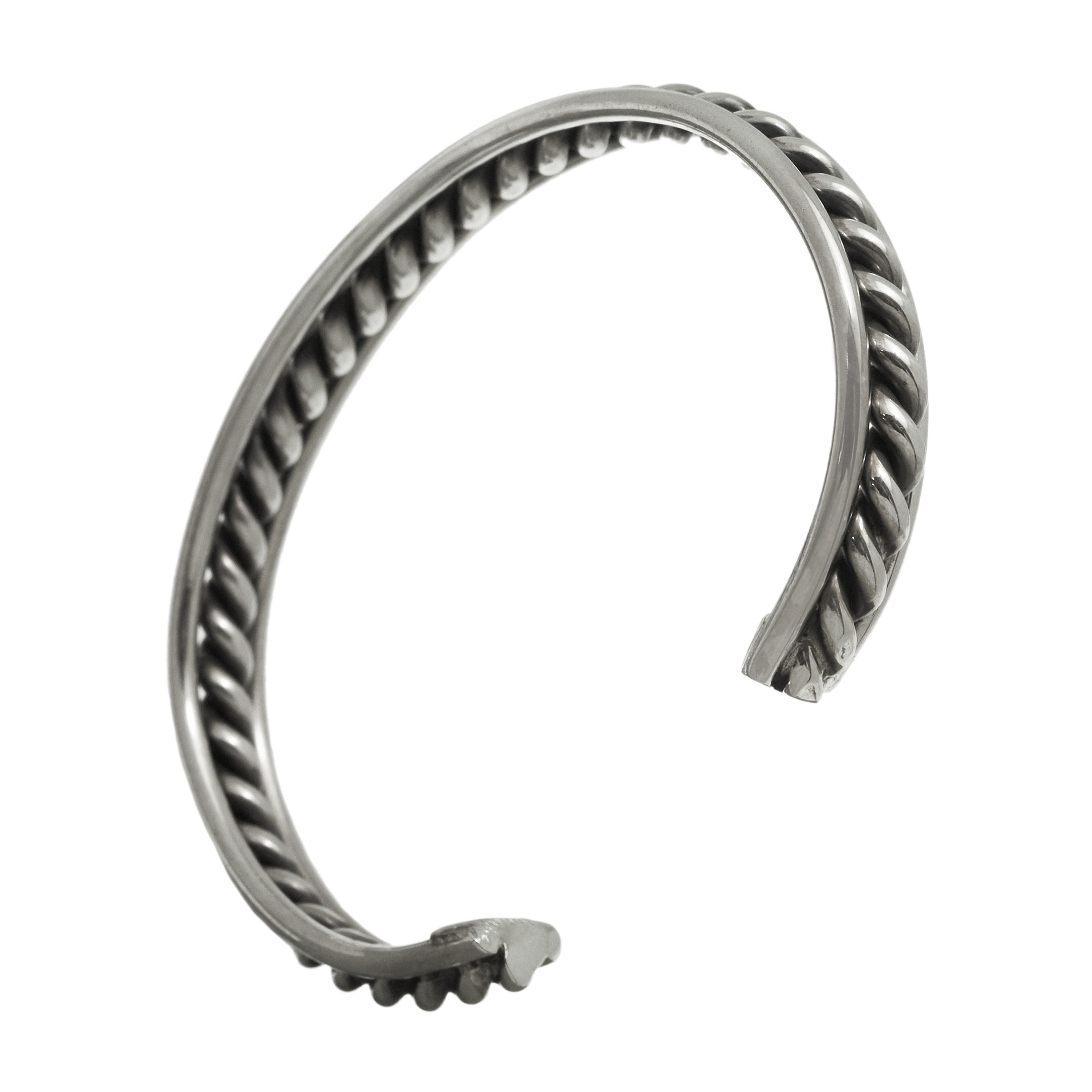 Navajo bracelet in silver made of a twisted wire, BR652 - Harpo Paris
