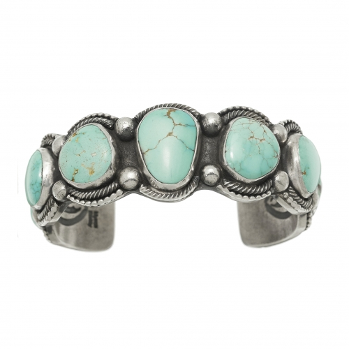 Navajo turquoises and silver bracelet BR656 - Harpo Paris