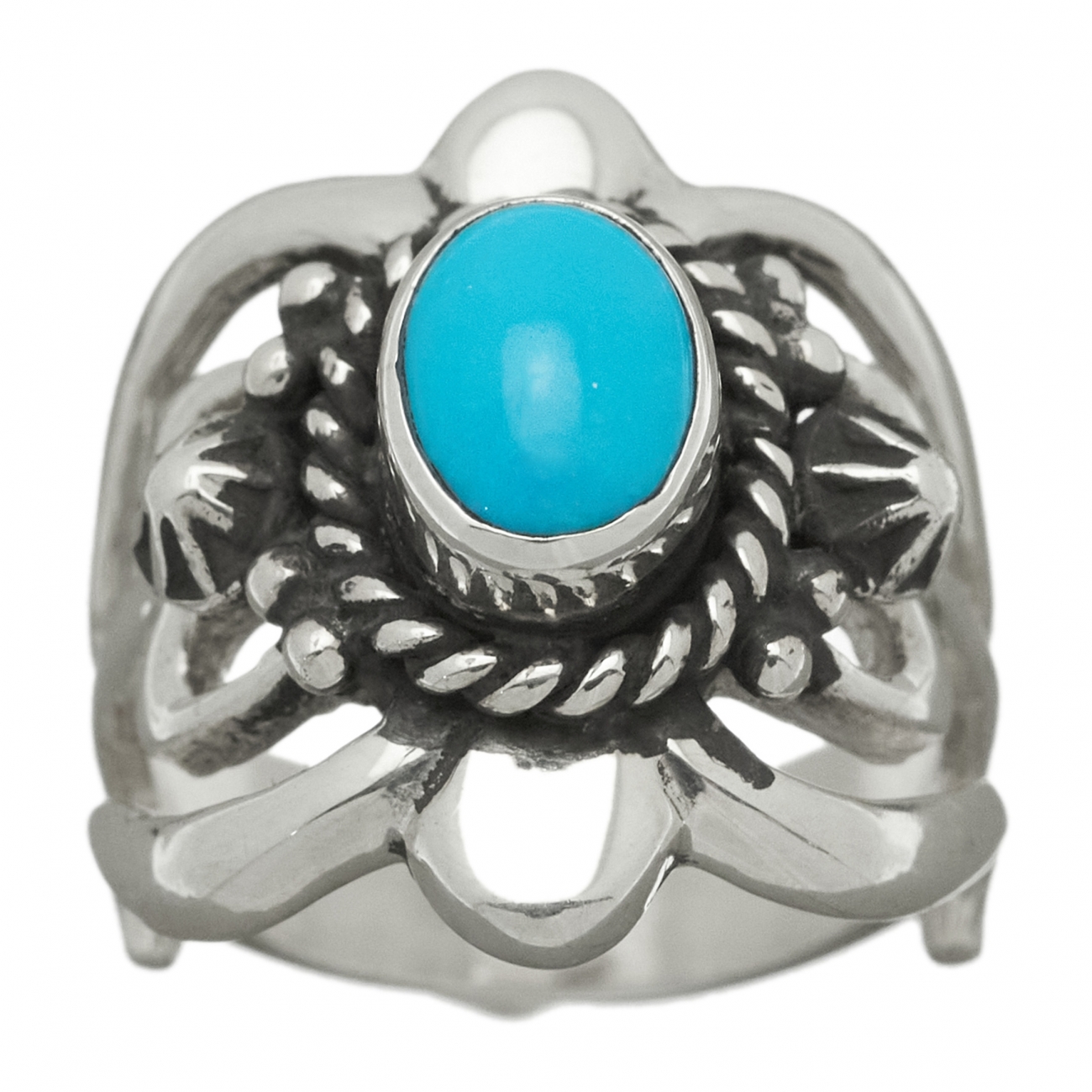 Bague Navajo BA967 pour femme en turquoise et argent - Harpo Paris