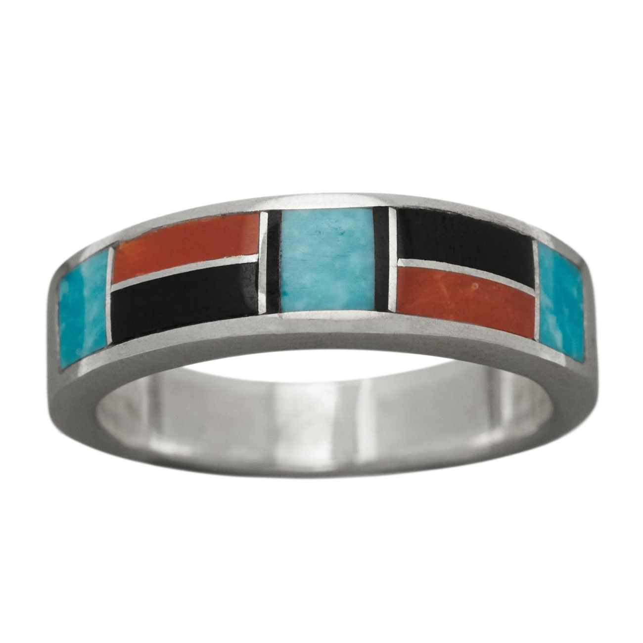 Unisex Navajo ring BA1013 in inlay and silver - Harpo Paris