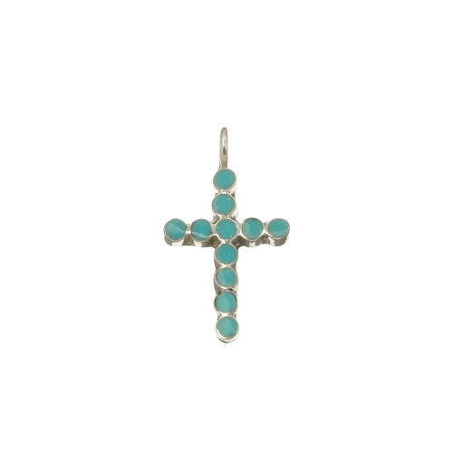 Harpo Paris pendant PE187 cross in turquoise and silver