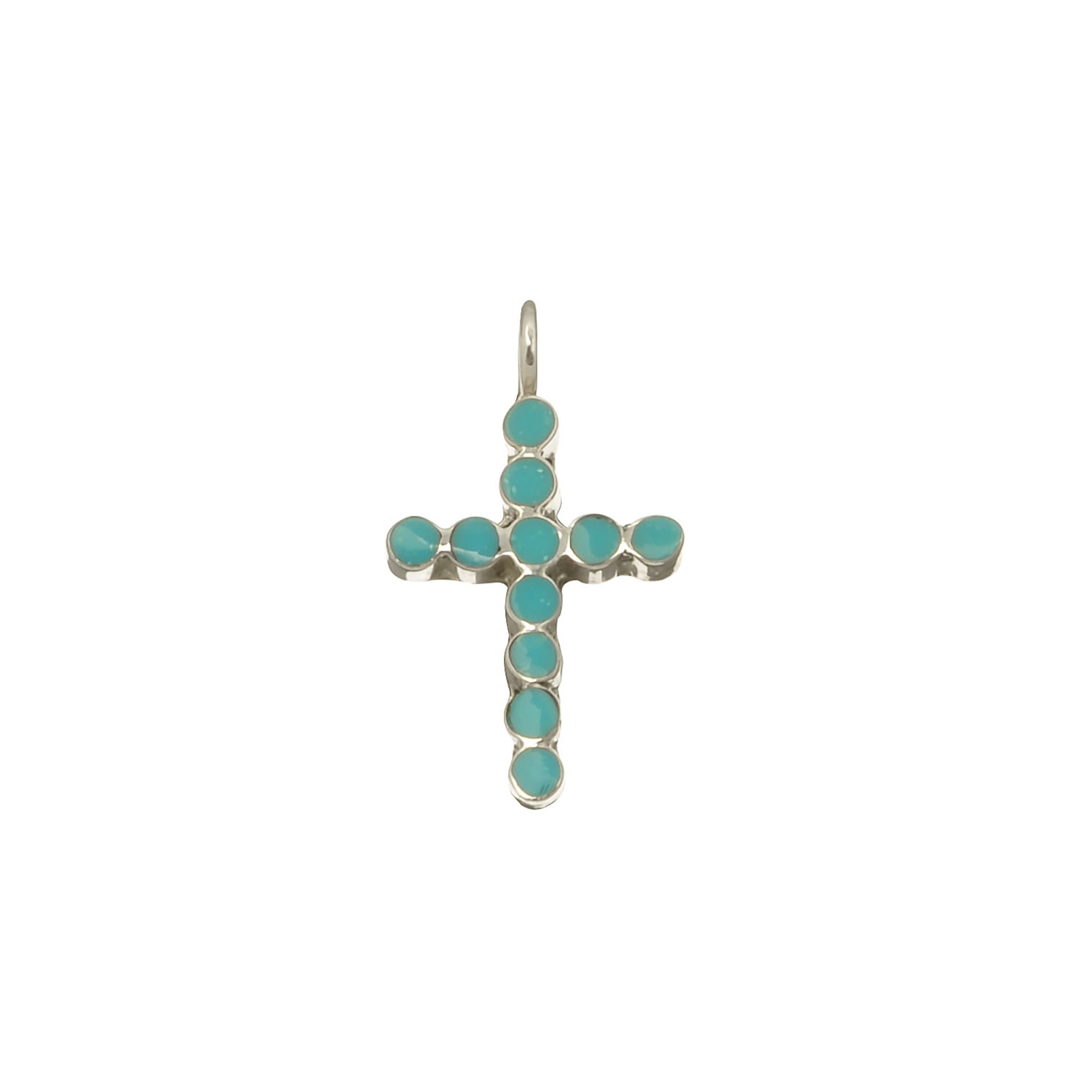 Pendentif Harpo Paris PE187 croix en turquoise et argent