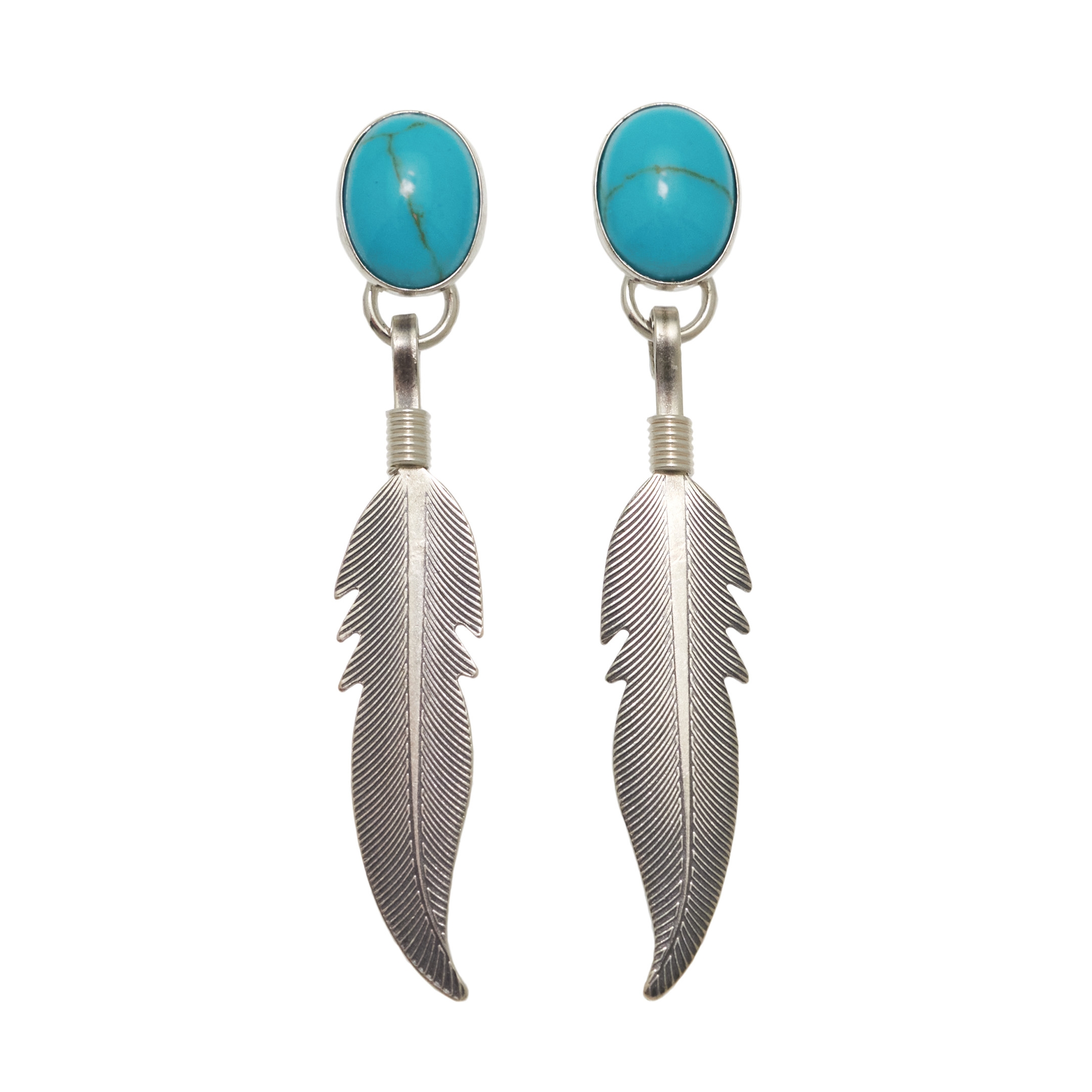 Harpo Paris classic earrings E329 cabochon and feather