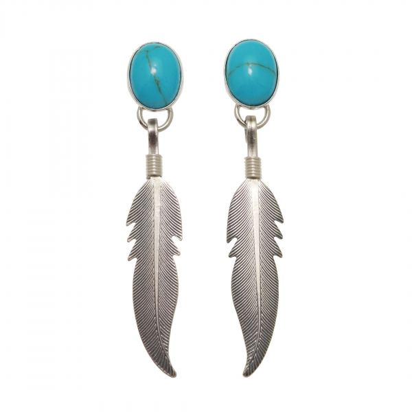 Harpo Paris classic earrings E329 cabochon and feather