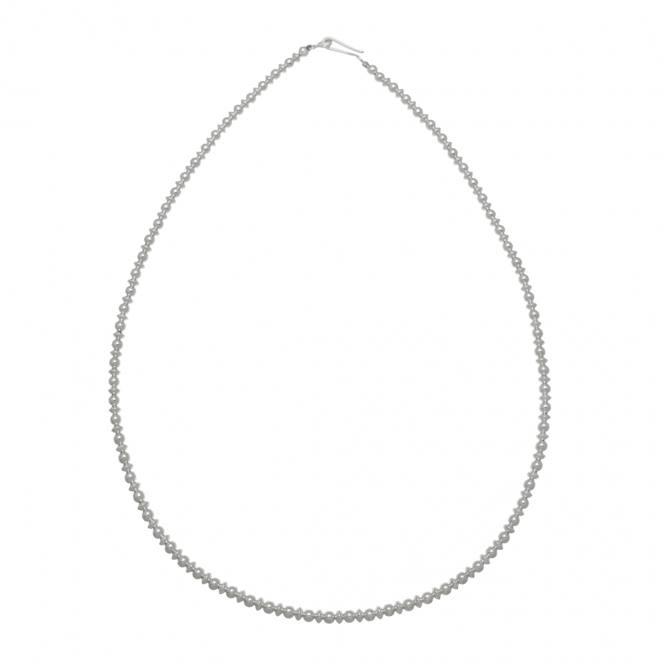 Navajo necklace COw42 in silver beads - Harpo Paris