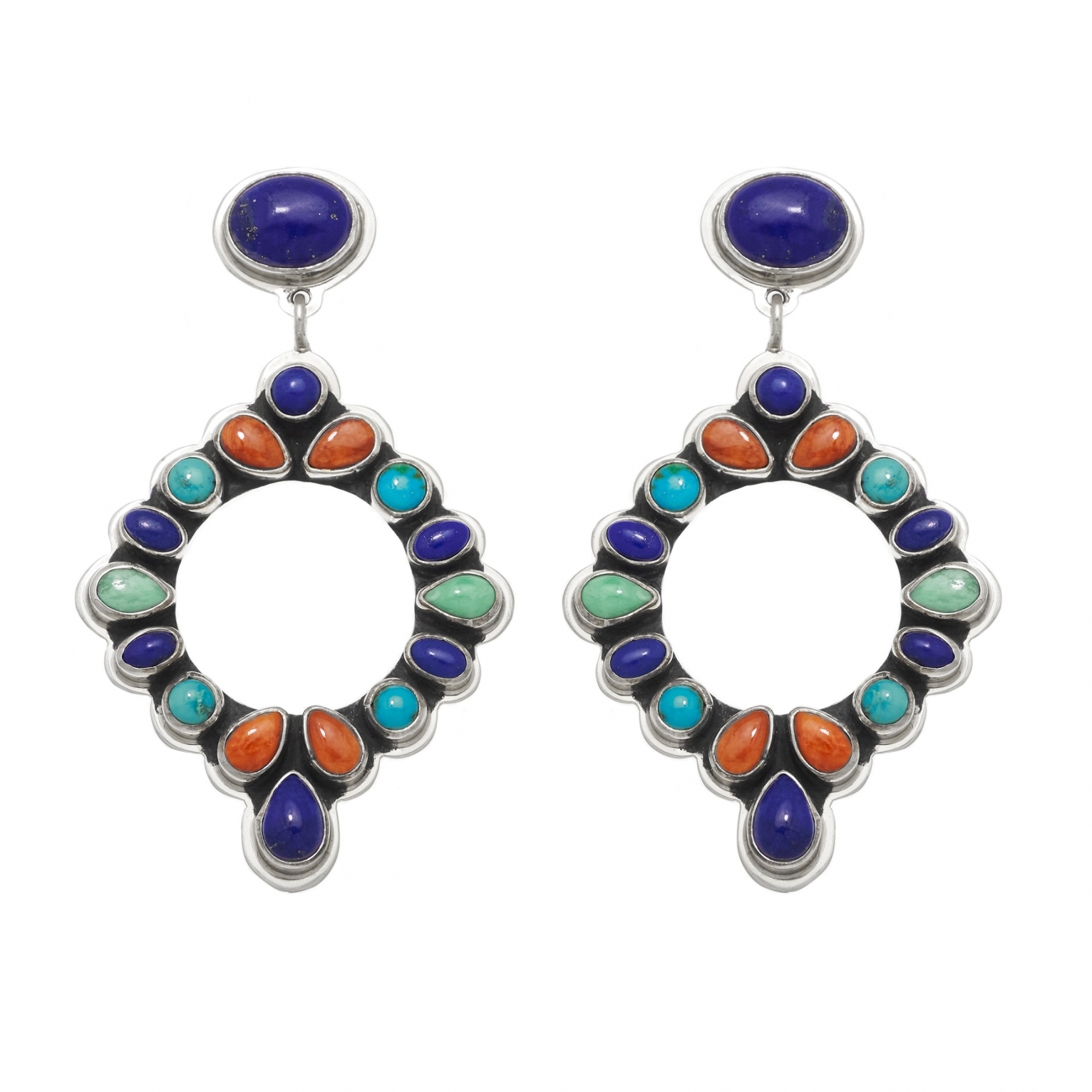 Earrings BO13 in stones and turquoise - Harpo Paris