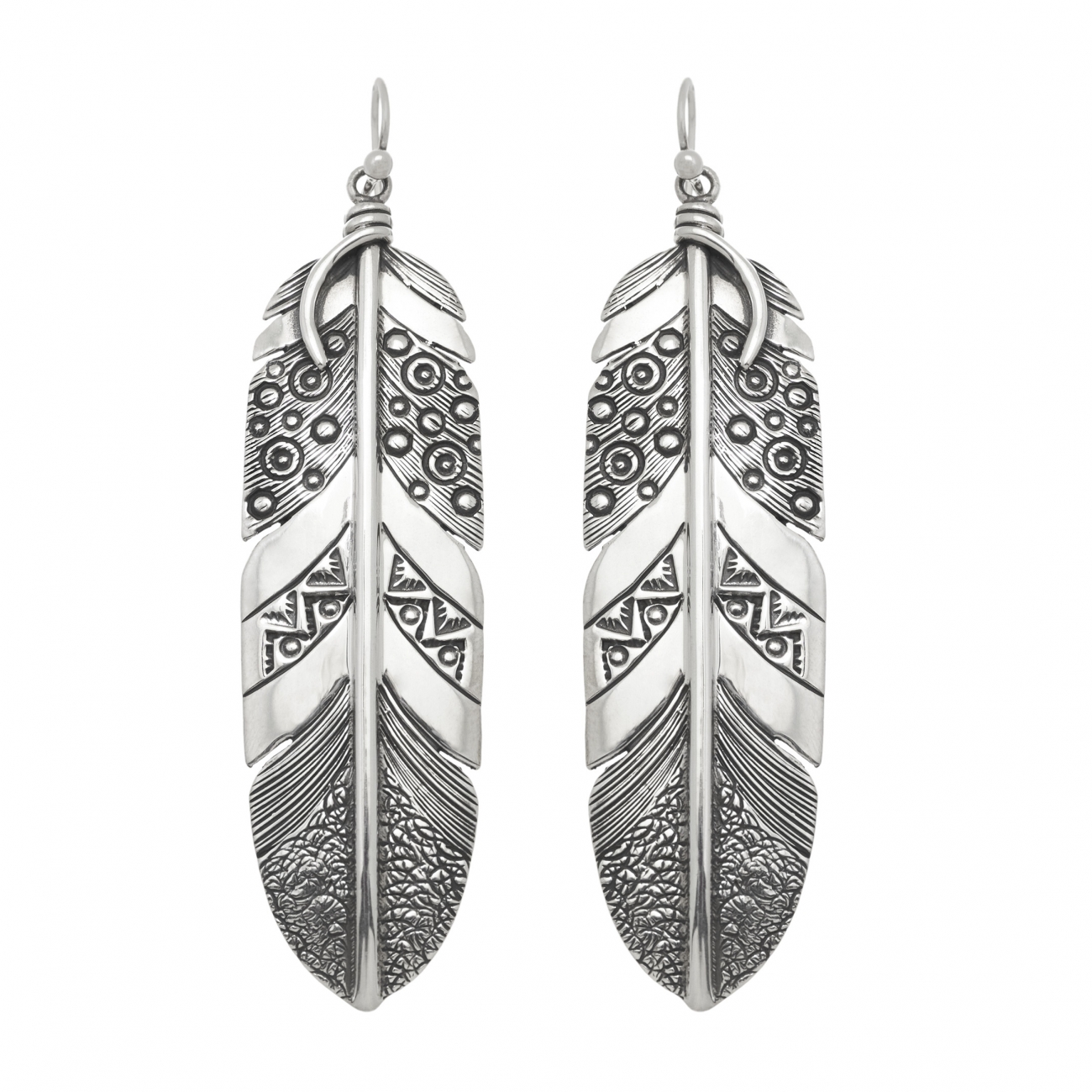 Boucles d'oreilles Harpo Paris BO156 plumes en argent