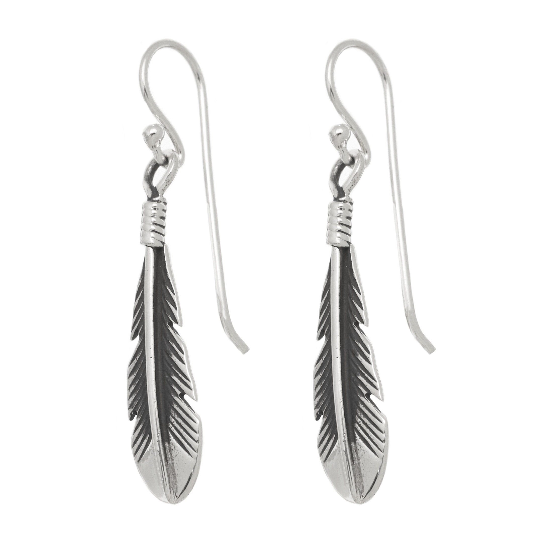 Boucles d'oreilles Navajo Plume en argent BOw30 - Harpo Paris