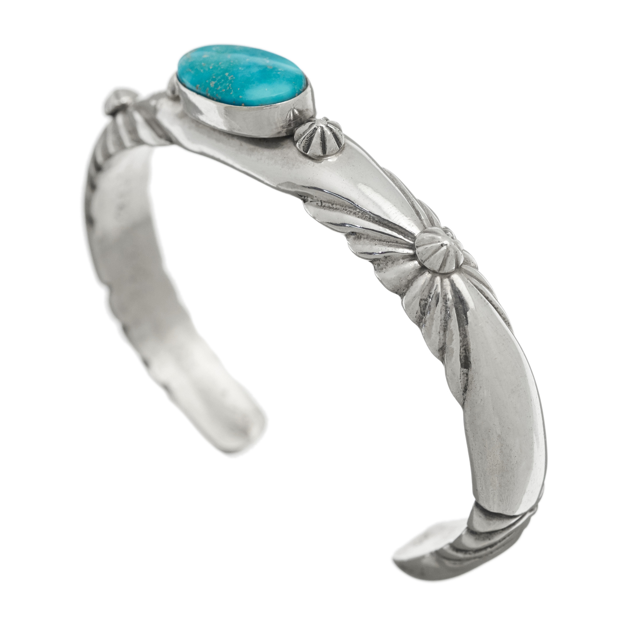 Bracelet Navajo Turquoise Kingman sur argent.  | Harpo Paris