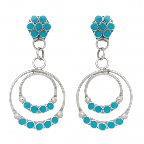 Harpo Paris earrings BO310 in turquoise and silver