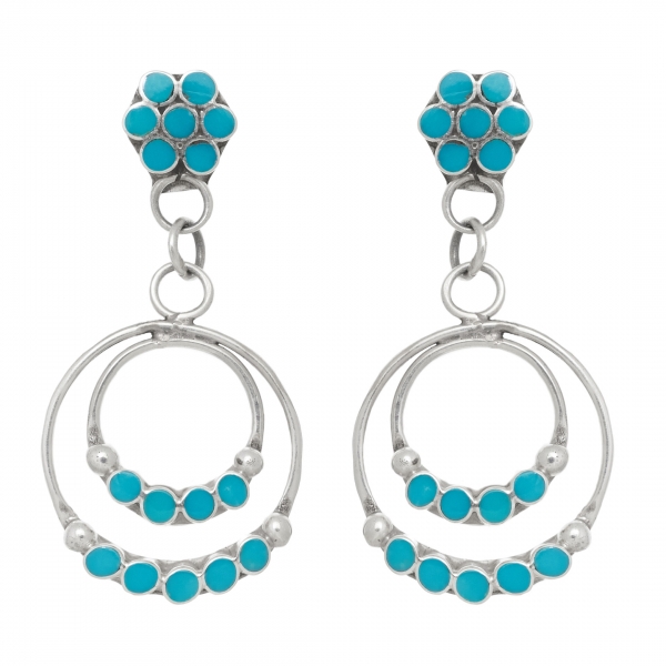 Harpo Paris earrings BO310 in turquoise and silver