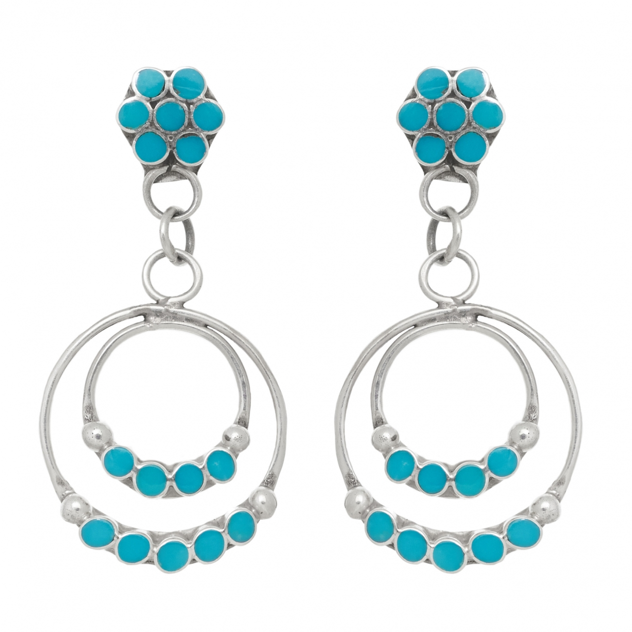 Boucles d'oreilles Harpo Paris BO310 en turquoise et argent