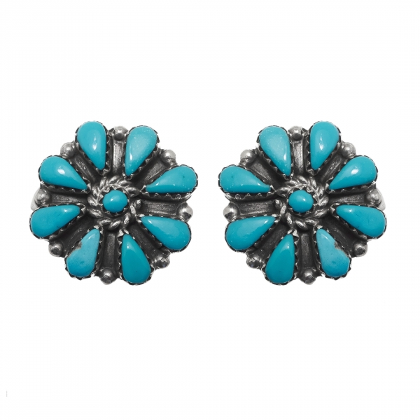 Harpo Paris earrings BO311 flowers in turquoise and silver