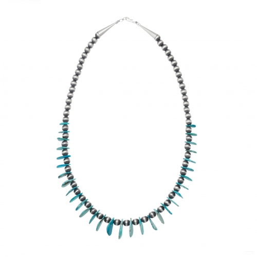 Harpo Paris necklace CO168 silver beads and turquoise