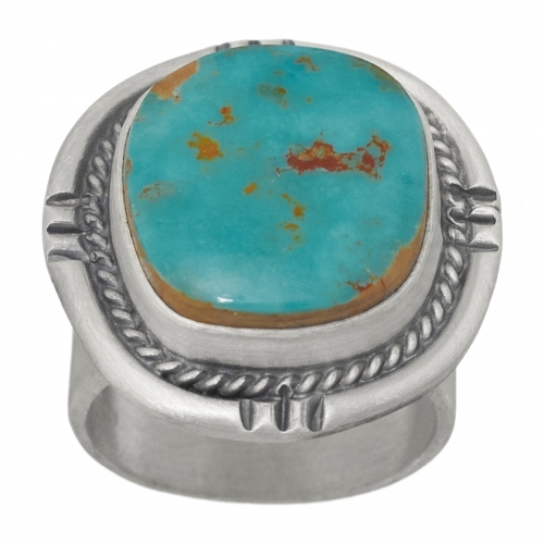 Navajo ring for men BA1041 in turquoise and silver - Harpo Paris