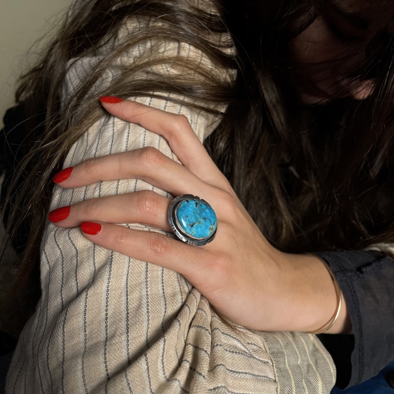 Navajo ring for women BA1037 in turquoise and silver - Harpo Paris