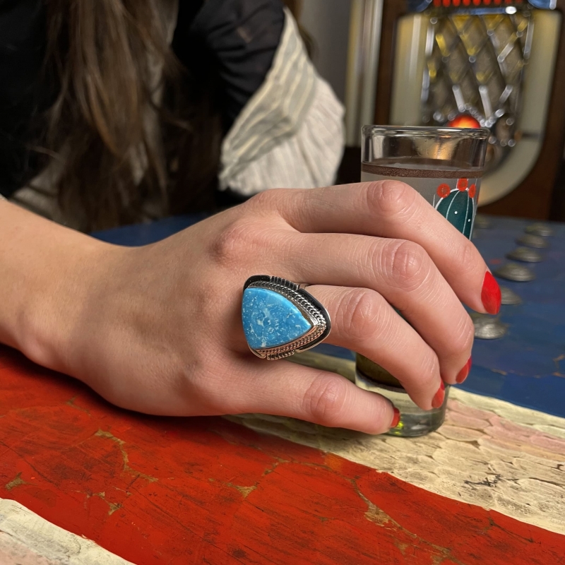 Navajo ring for women BA1051 in turquoise and silver - Harpo Paris