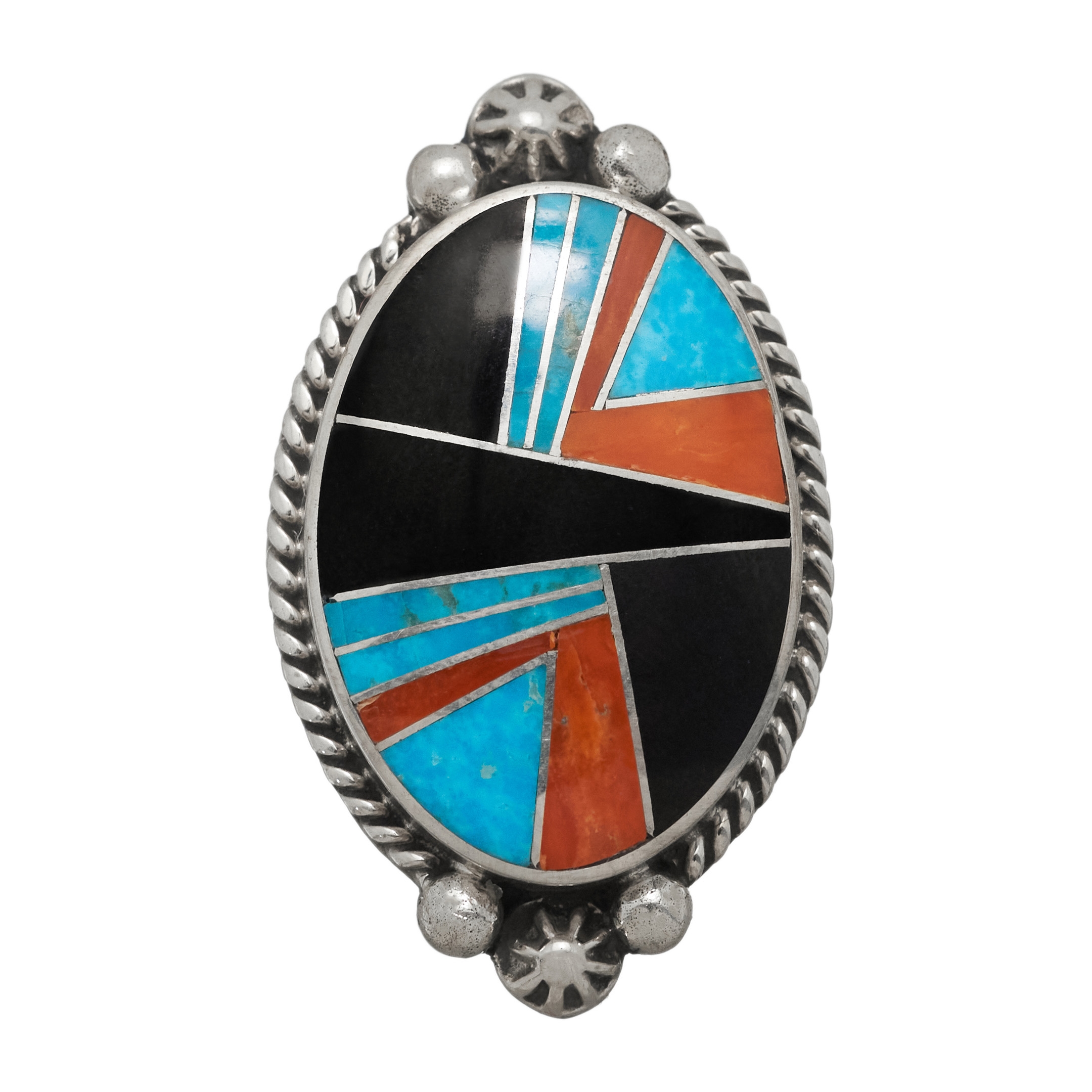 Bague Navajo en marqueterie de pierres, BA810 - Harpo Paris