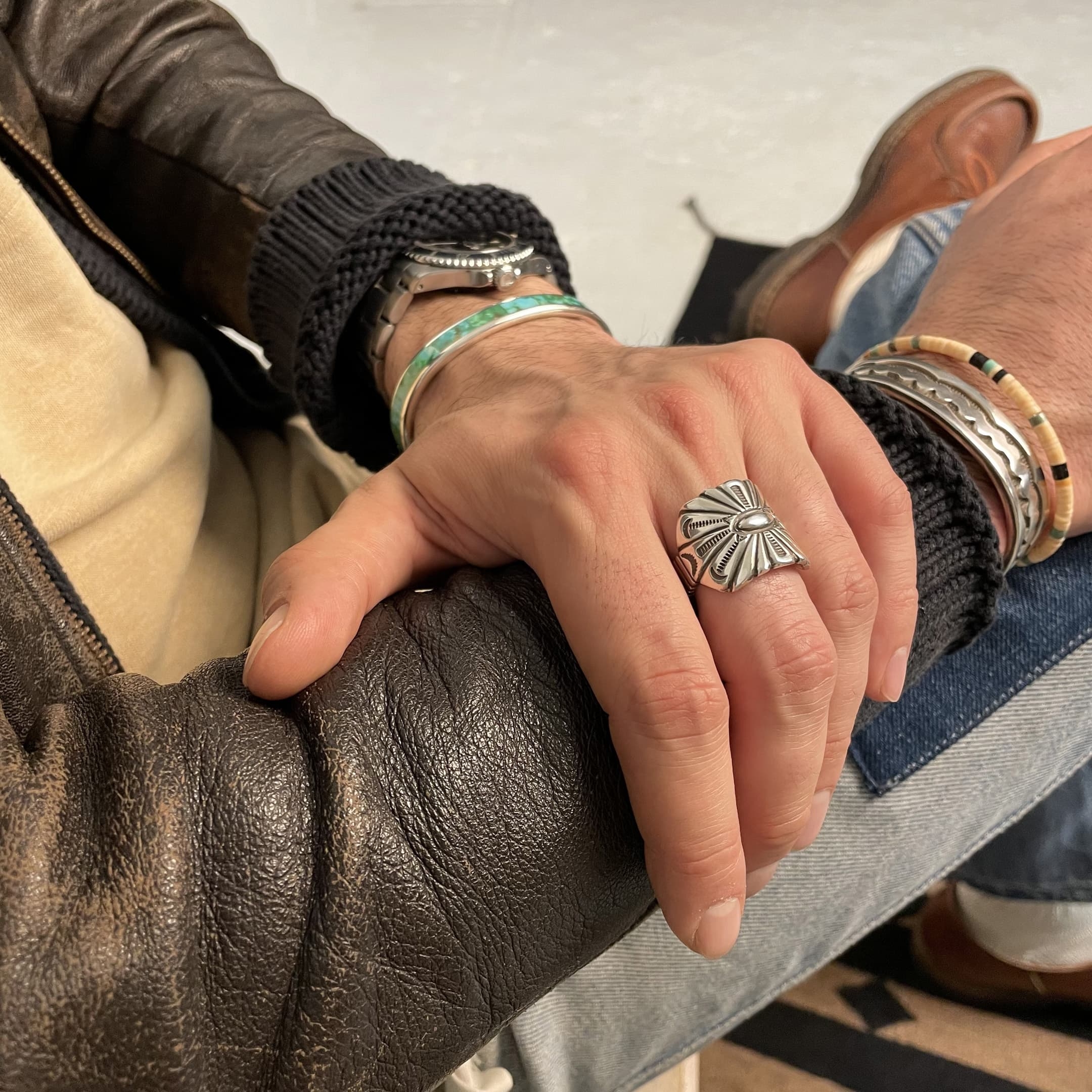 Wide Navajo ring in silver, BA979 - Harpo Paris