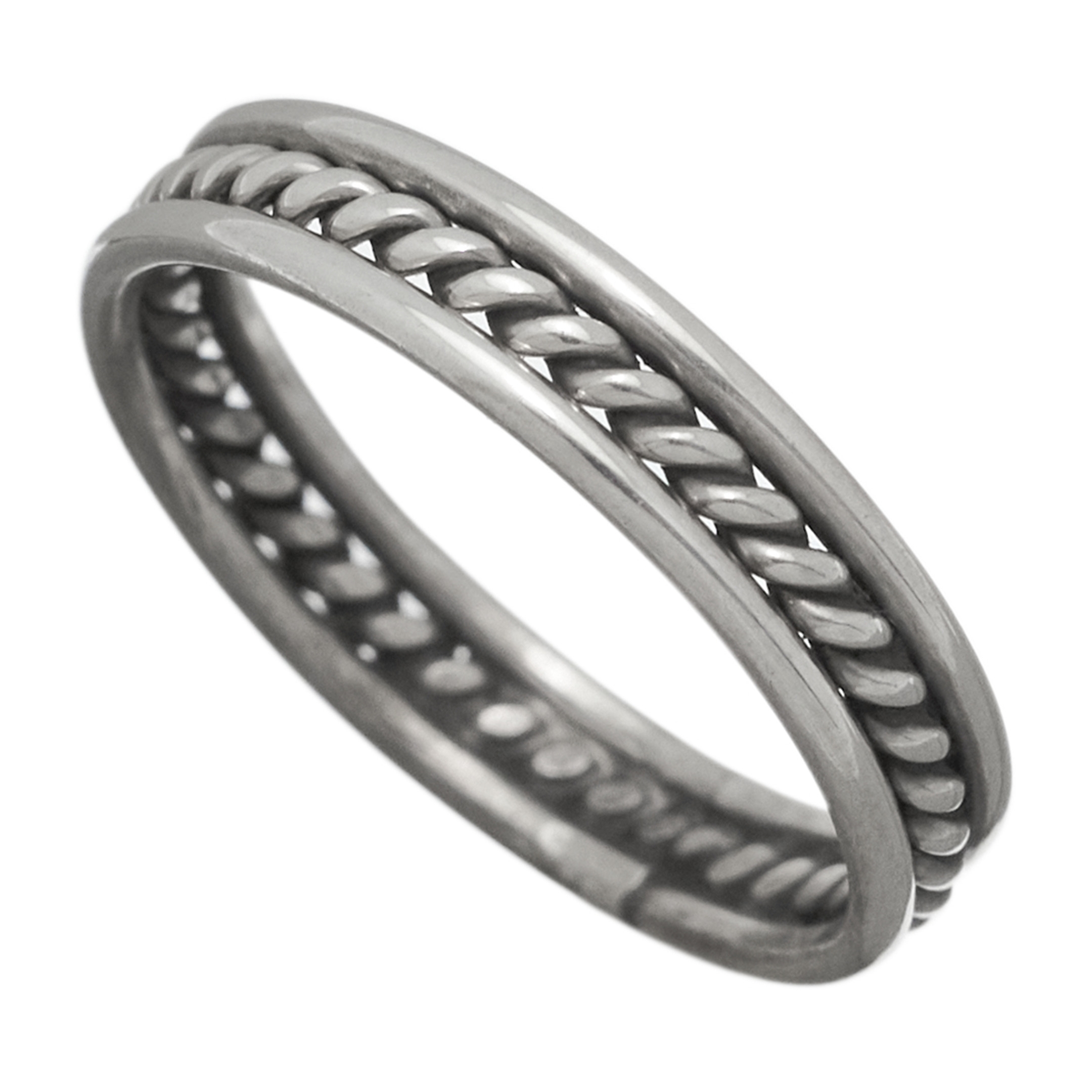 Bague Navajo en argent massif avec torsade, BAw40 - Harpo Paris