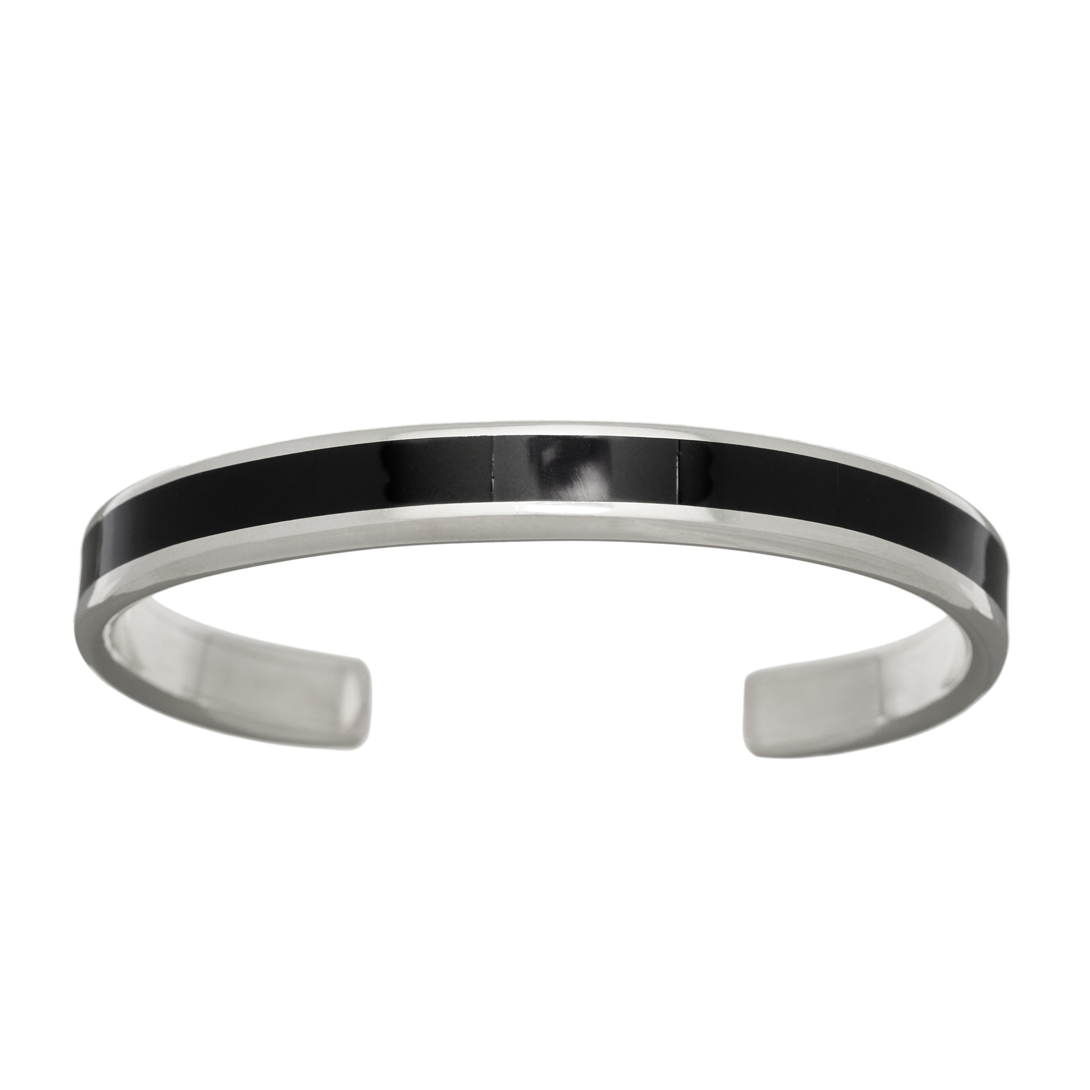 Zuni bracelet BR683 for men in black-jet and silver - Harpo Paris