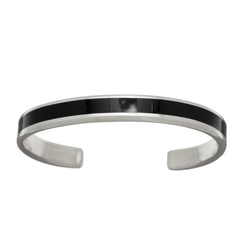 Zuni bracelet BR683 for men in black-jet and silver - Harpo Paris